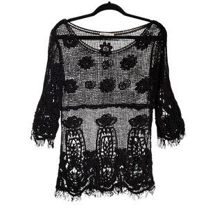 Breeze Ever Boho Elegant Black Crochet Cover-Up